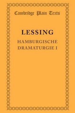 Cover of Hamburgische Dramaturgie I