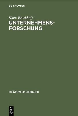 Cover of Unternehmensforschung