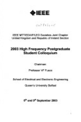 Cover of High Frequency Postgraduate Student Colloquium, 2003