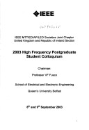 Book cover for High Frequency Postgraduate Student Colloquium, 2003