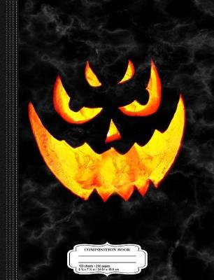 Book cover for Evil Glowing Jack O'Lantern Face Composition Notebook