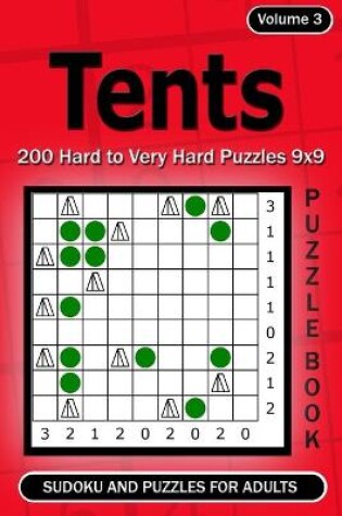 Cover of Tents puzzle book. Sudoku and Puzzles for Adults.