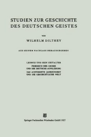 Cover of Studien Zur Geschichte Des Deutschen Geistes