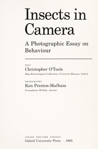 Cover of Insects in Camera