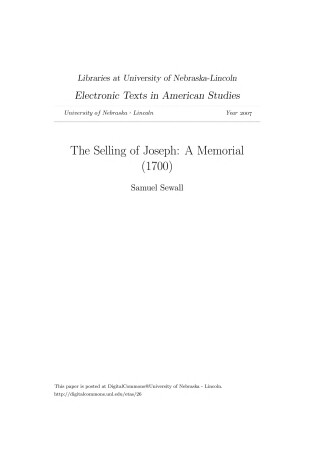 Cover of Selling of Joseph