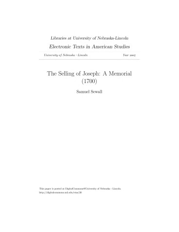 Book cover for Selling of Joseph