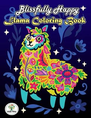 Book cover for Blissfully Happy, Llama Coloring Book