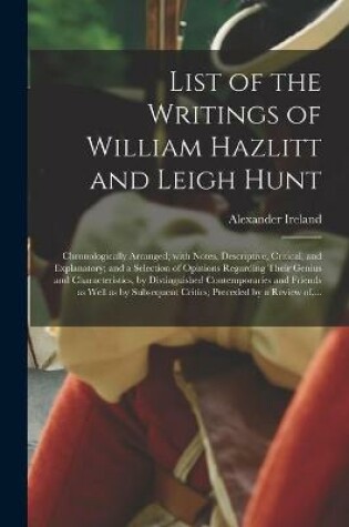 Cover of List of the Writings of William Hazlitt and Leigh Hunt