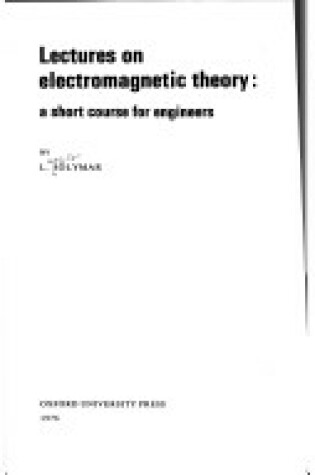 Cover of Lectures on Electromagnetic Theory