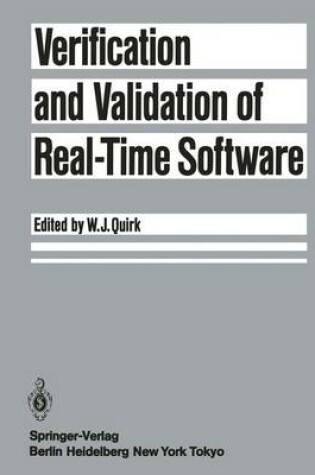 Cover of Verification and Validation of Real-Time Software