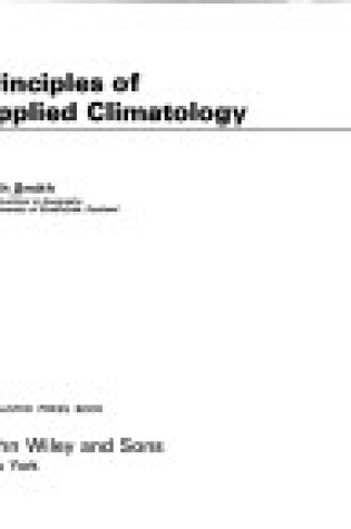 Cover of Smith: Principles of Applied *Climatolog