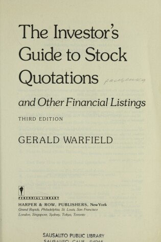 Cover of Investors Guide to Stock