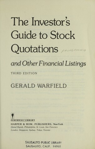 Book cover for Investors Guide to Stock