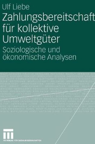 Cover of Zahlungsbereitschaft für kollektive Umweltgüter