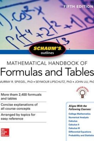 Cover of Schaum's Outline of Mathematical Handbook of Formulas and Tables, Fifth Edition