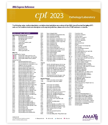 Book cover for CPT 2023 Express Reference Coding Card: Pathology/Laboratory