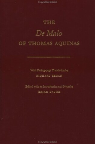 Cover of The De Malo of Thomas Aquinas