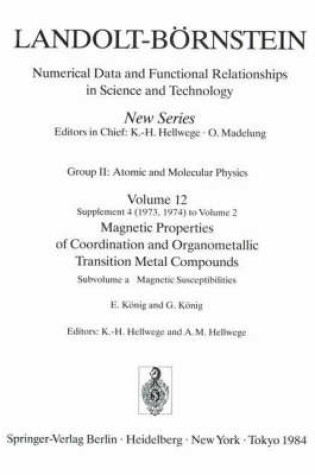 Cover of Magnetic Susceptibilities / Magnetische Suszeptibilitäten