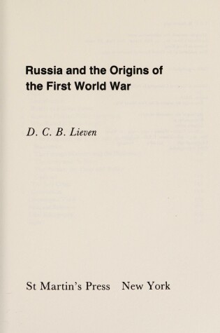 Cover of Russia and the Origins of the First World War