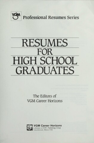 Cover of Resumes for High School Graduates