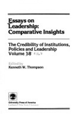 Cover of Essays on Leadership