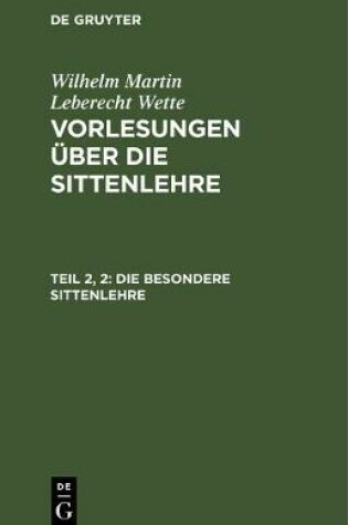 Cover of Die Besondere Sittenlehre
