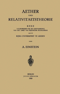 Book cover for Aether und Relativitaetstheorie