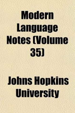 Cover of Modern Language Notes (Volume 35)