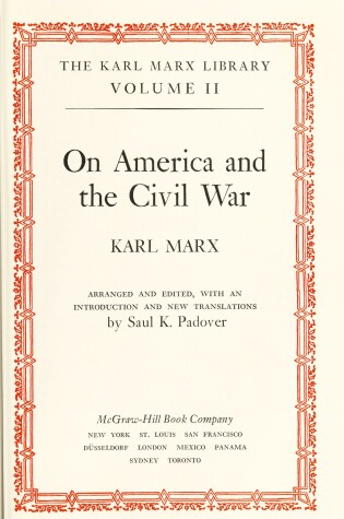 Cover of Karl Marx on America and the Civil War