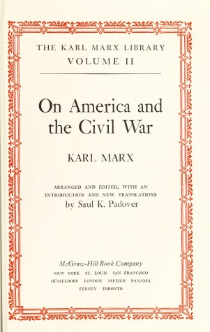 Cover of Karl Marx on America and the Civil War