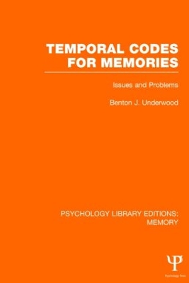 Book cover for Temporal Codes for Memories (PLE: Memory)