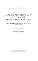 Cover of Markets and Merchants in the Late Seventeenth Century