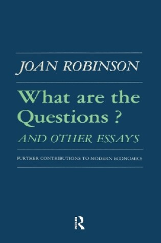 Cover of What are the Questions and Other Essays