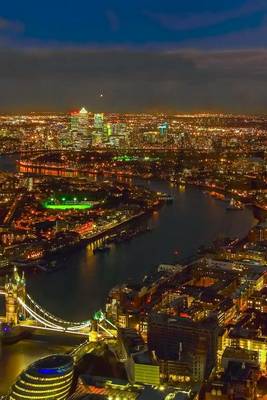 Book cover for Panoramic Aerial View of London, England at Night