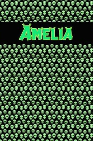 Cover of 120 Page Handwriting Practice Book with Green Alien Cover Amelia