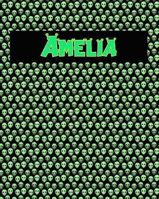 Book cover for 120 Page Handwriting Practice Book with Green Alien Cover Amelia