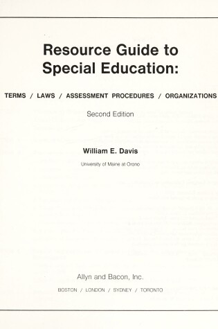 Cover of Resource Guide to Special Education