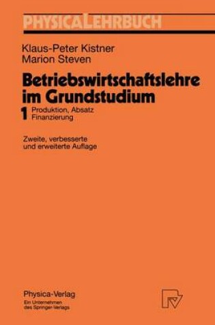 Cover of Betriebswirtschaftslehre Im Grundstudium 1