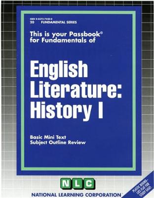 Book cover for ENGLISH LITERATURE: HISTORY I