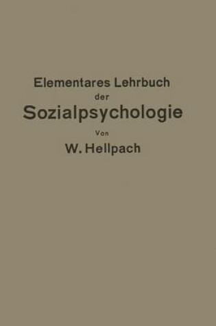 Cover of Elementares Lehrbuch der Sozialpsychologie