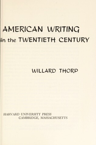 Cover of American Writing in Twentieth Century