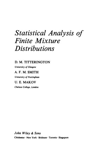 Cover of Statistical Analysis of Finite Mixture Distribution