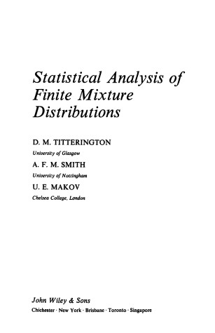 Cover of Statistical Analysis of Finite Mixture Distribution