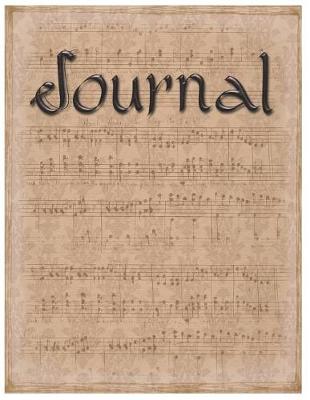 Cover of Antique Music Score Oversized 8.5x11, 150 Page Lined Blank Journal Notebook