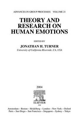 Book cover for Theory and Research on Human Emotions
