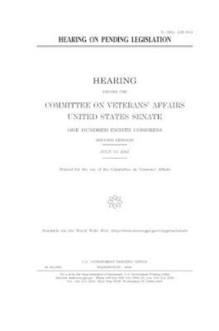 Cover of Hearing on pending legislation