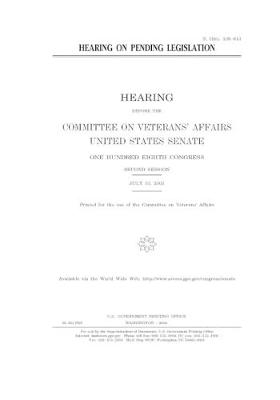 Book cover for Hearing on pending legislation