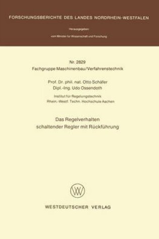 Cover of Das Regelverhalten Schaltender Regler Mit Reuckfeuhrung