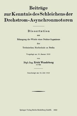 Cover of Beitrage Zur Kenntnis Des Schleichens Der Drehstrom-Asynchronmotoren