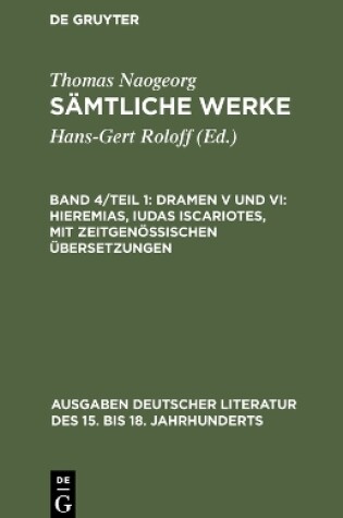 Cover of Samtliche Werke, Band 4/Teil 1, Dramen V und VI